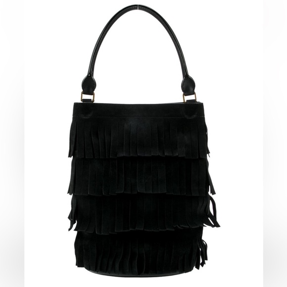 Burberry black suede bag large with fringes authentic - Picture 3 of 10